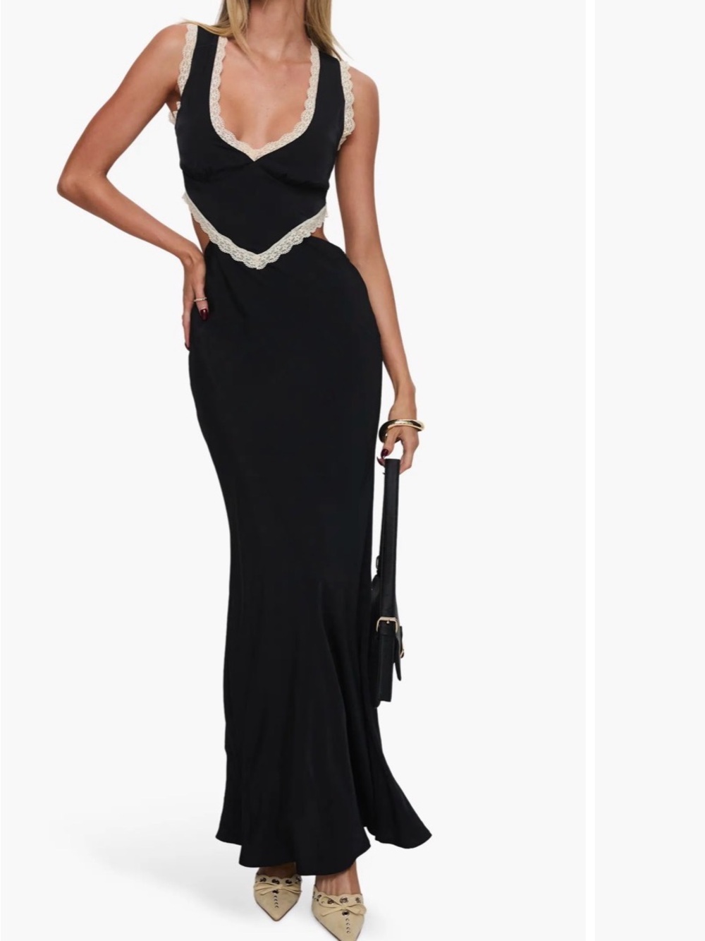Princess Polly Keila Lace Trim Cutout Maxi Dress